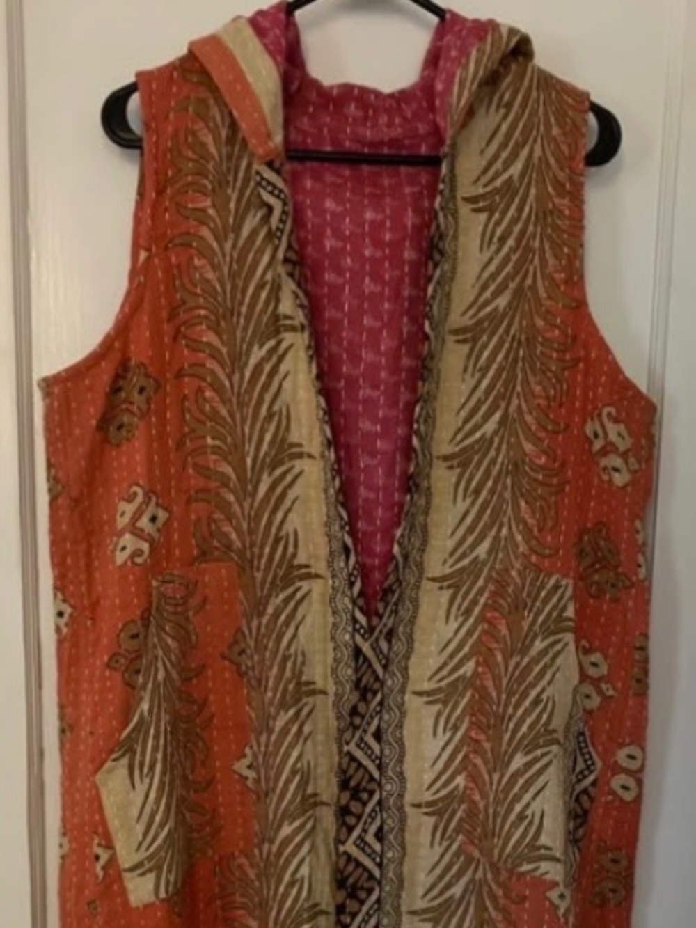 Hooded Reversible Renew Vintage Mahuya Long Vest S/M NWT